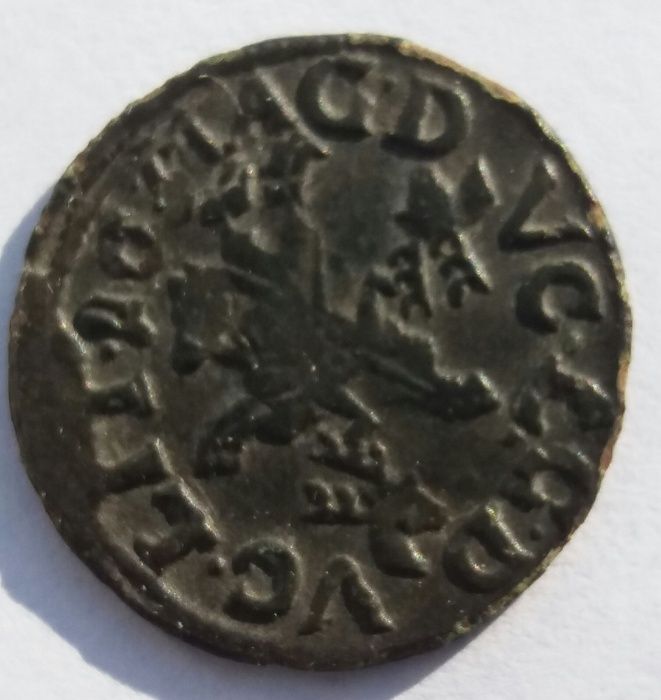 oML, stara moneta RR unikat szeląg Jan Kazimierz 1665/1666 Kowno Jeleń