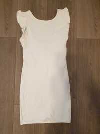 Bershka biała sukienka mini wieczorowa falbanki święta