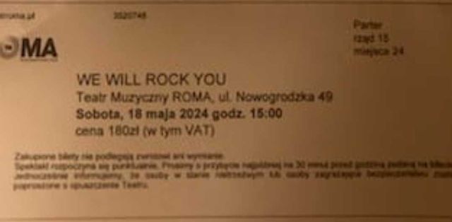 Bilet na spektakl "We will Rock You" w Teatrze Roma