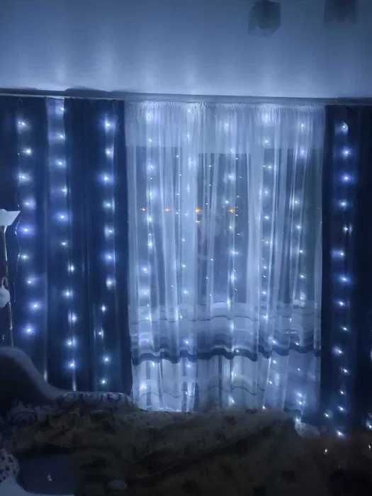USB Гірлянда штора Крапля роси 3x3м LED колір холодний білий ЯСКРАВА