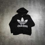 DAMSKA Bluza z Kapturem Hoodie Czarna Duże Logo Adidas Bawełna Oversiz