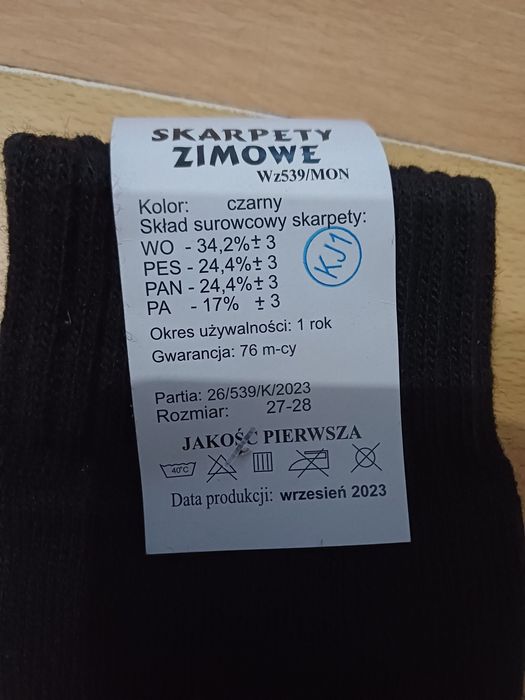 Skarpety wojskowe zimowe wz593