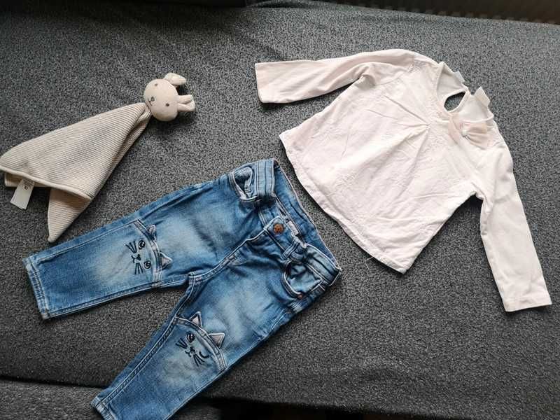 Zestaw Zara H&M bluzka i spodnie r. 80 cm 12m