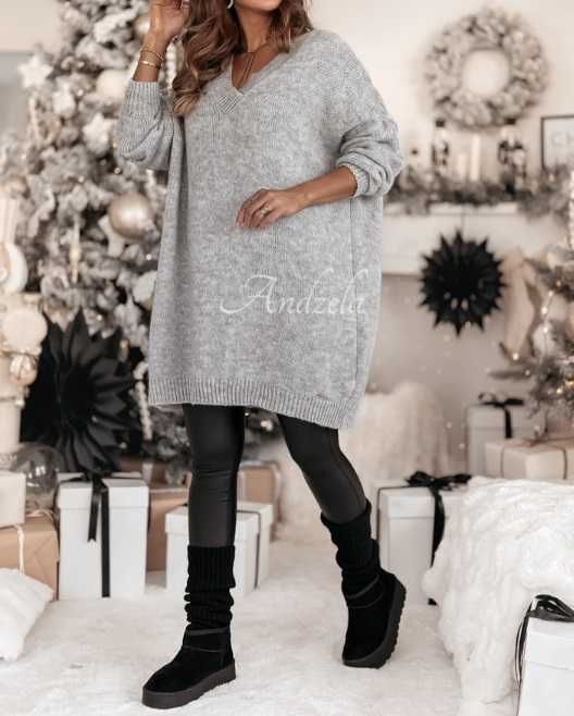Sweter oversize, czerwony
