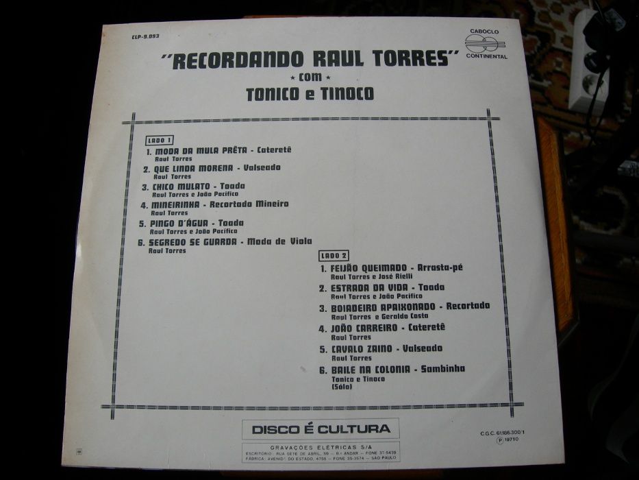 Vinil LP - Tonico e Tinoco