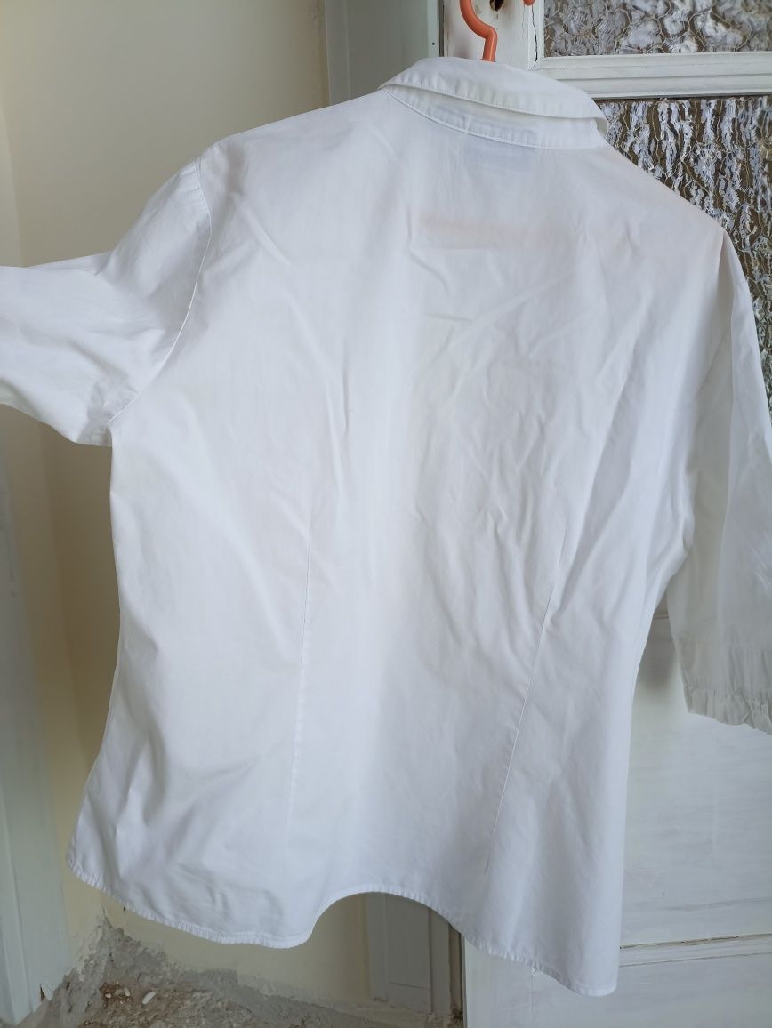 Camisa branca com folhos mangas 100% algodão