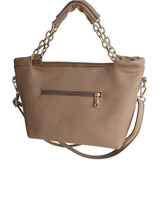 Elegancka torebka shopper Laura Biaggi Ciemny Beż/Złoty