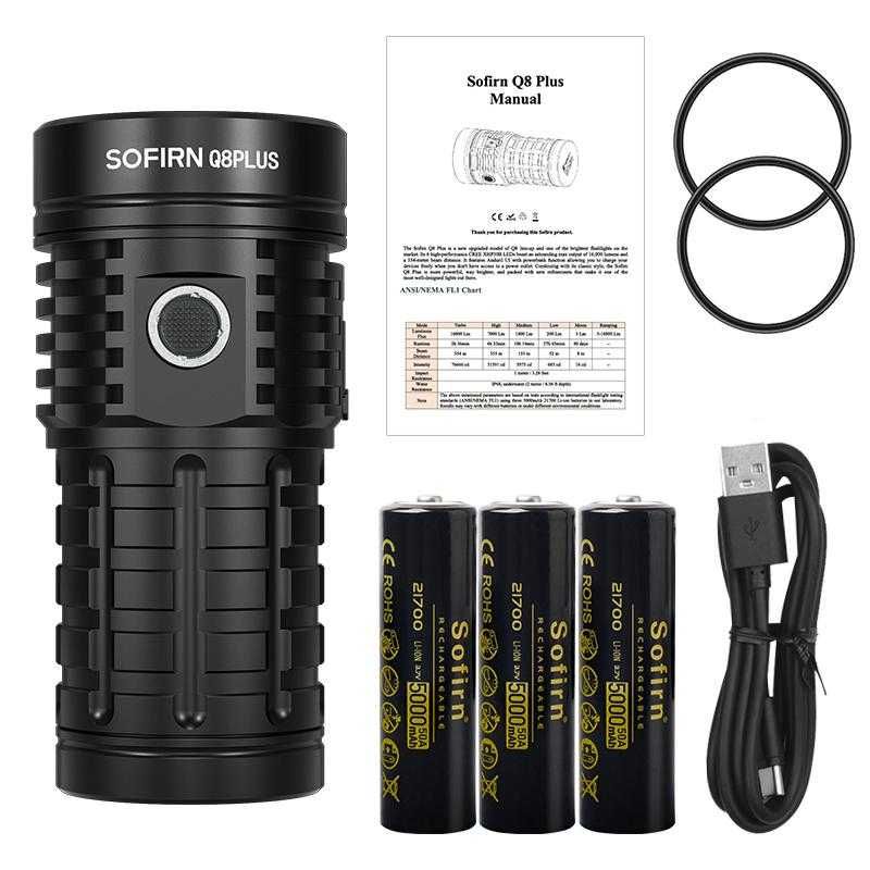 Sofirn Q8 PLUS 16000lm USB-C, funkcja Powerbank +3 x akumulator