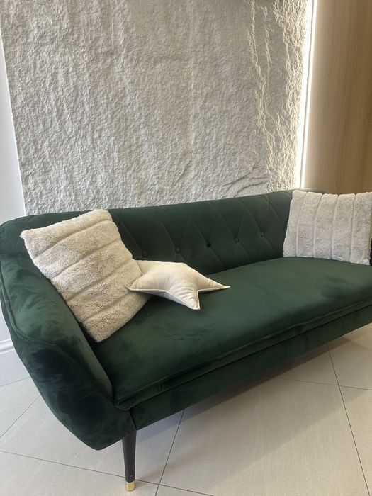 Sprzedam 2 kanapy - Sofa kanapa 140cm i 180cm - butelkowa zielen