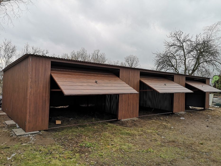 Garaże,garaż blaszany 6x5,6x6 ORZECH panel poziomy PRODUCENT