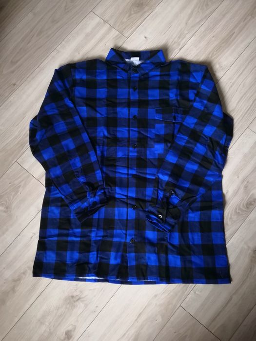 Krystian szafirowo czarna męska koszula flanelowa w kratkę r. XL