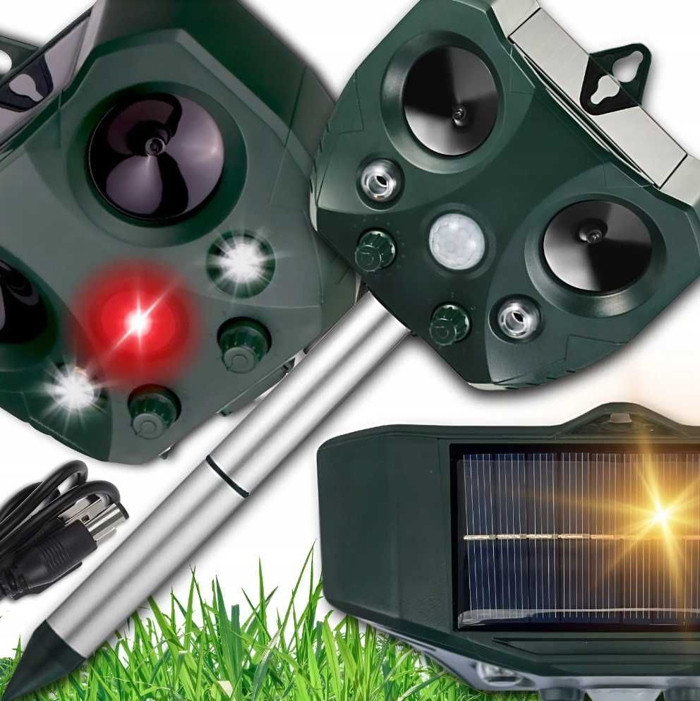 Najmocniejszy Solarny Odstraszacz Zwierząt 7w1–Koty, Psy, Ptaki, Dziki