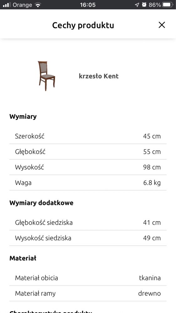 Komplet- stół, 6 krzeseł