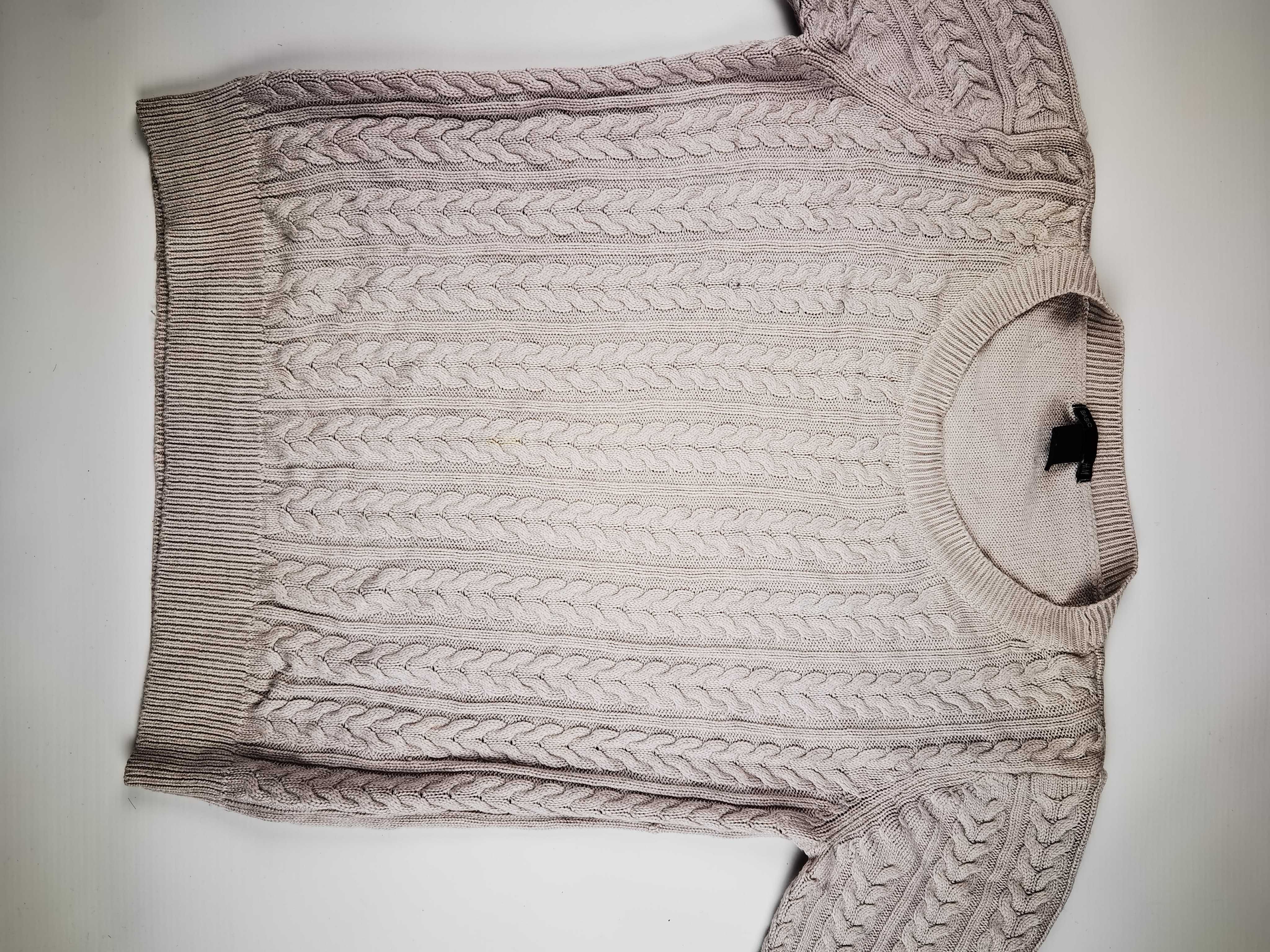 Sweter H&M beżowy warkocz  S