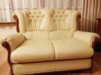 Komplet kanapa 3 + sofa 2 skóra naturalna