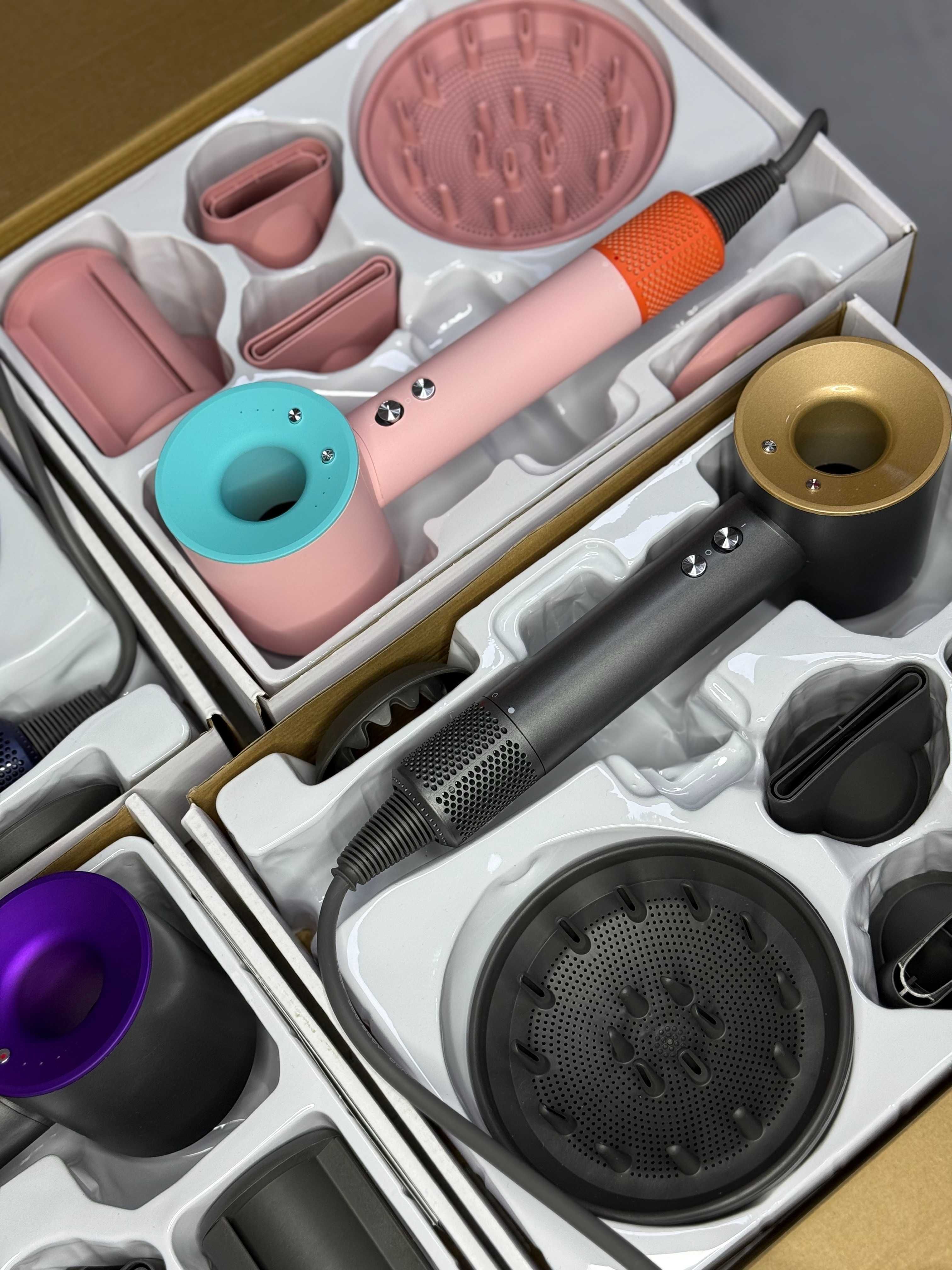 Новинка Топовий Фен super Hair dryer На 5 Насадок 7 Кольорів Золотий