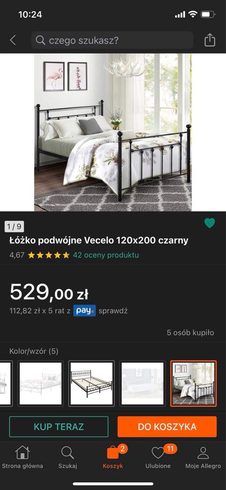 Stalowe łóżko 120x200 + materac