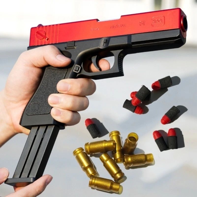 Пістолет іграшковий glock з м'якими кулями з глушителем.