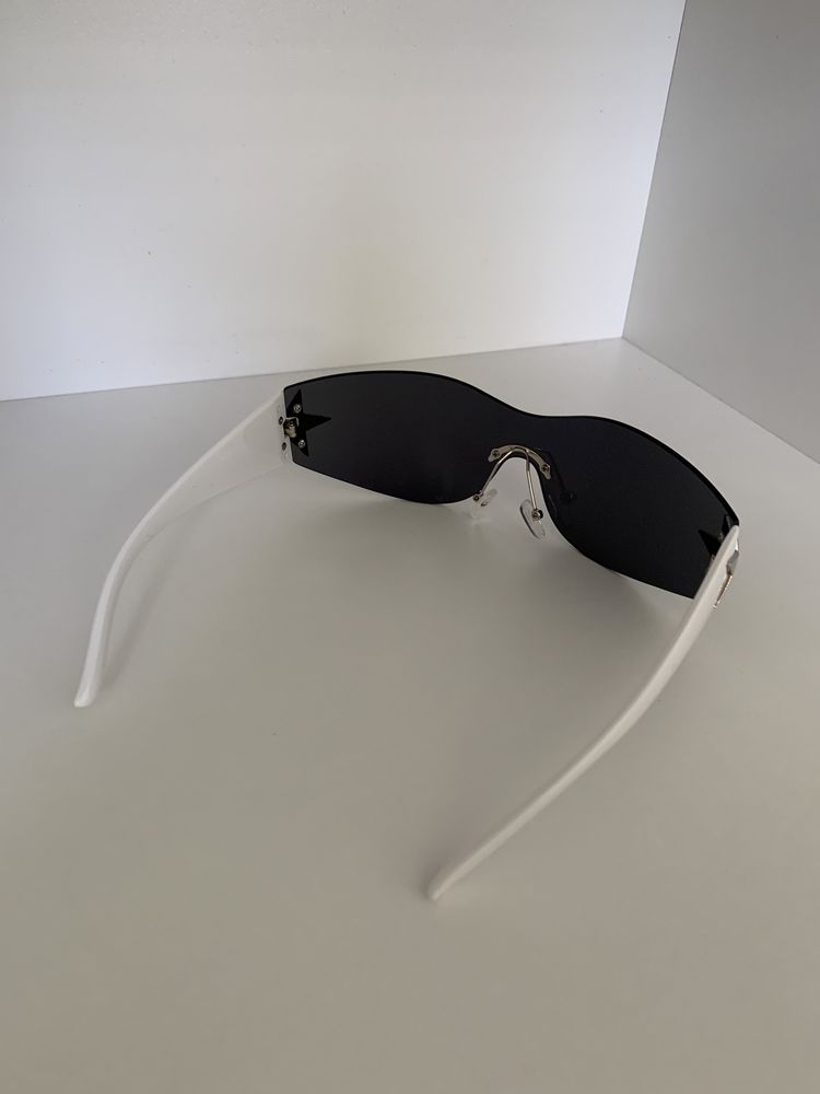 Nowe białe okulary przeciwsłoneczne z gwiazdkami unisex y2k ochrona UV