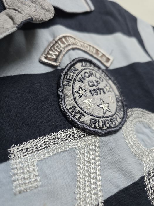 Męska koszulka polo w paski 
Bawełna
W błękitno-granatowe paski

Wymia