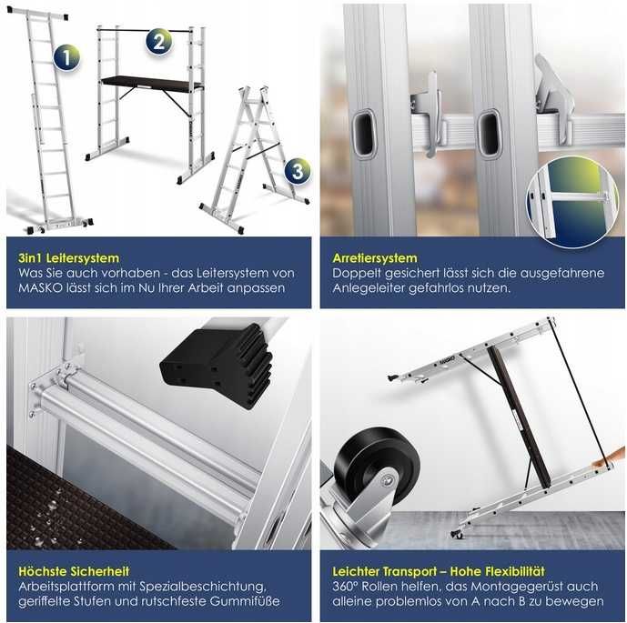 Drabina MASKO aluminium 6 do 150 kg