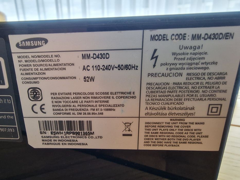 Miniwieża Samsung CD DVD HDMI iPod FM philips panasonic