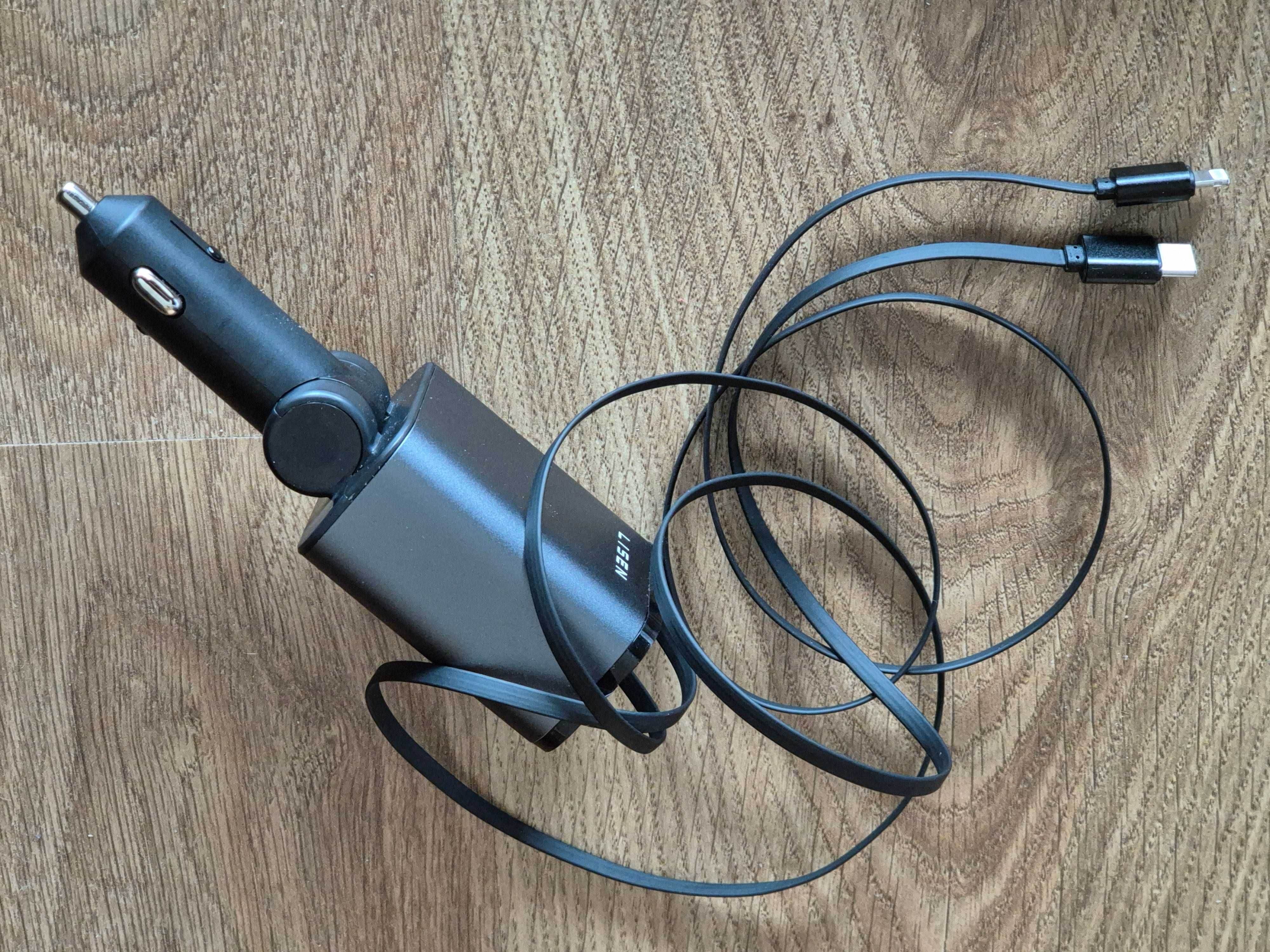 Carregador rápido Telemóvel ( USB-C e iPHONE ) para carro ( 4 em 1 )