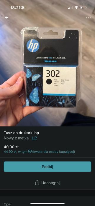 Tusz do drukarki hp