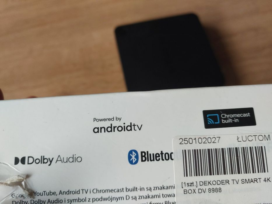 Chromecast Odtwarzacz TV Smart 4K BOX DV8988 Komplet Zasilacz Pilot HD