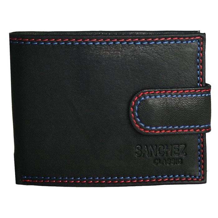 portfel z ozdobną nicią sanchez classic - czarny