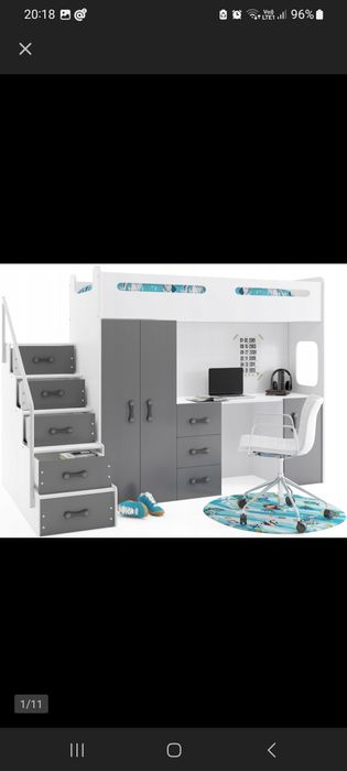 Łóżko piętrowe z biurkiem