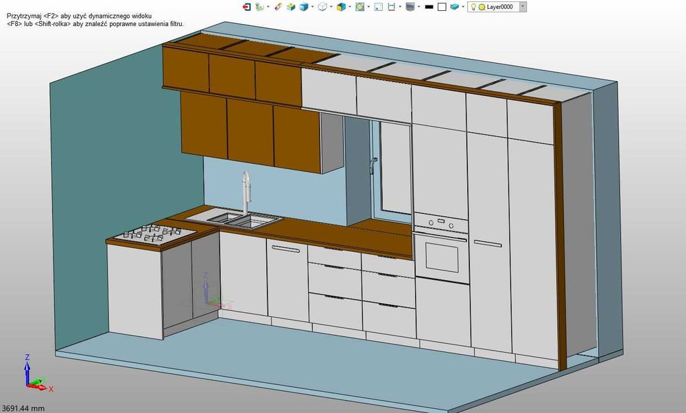 Projektowanie mebli kuchni na wymiar rendering 3D projekt wizualizacja