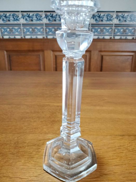 Par de Castiçais de Cristal de vidro transparente