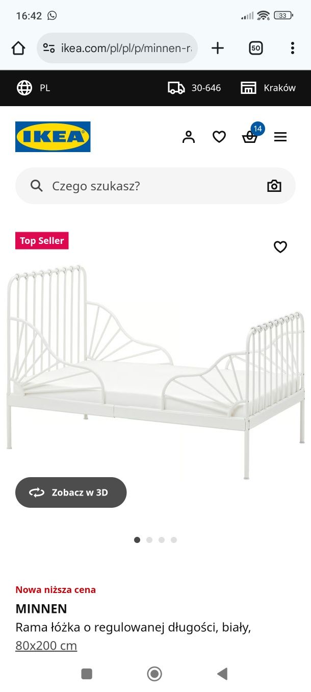 Łóżko dla dzieci Ikea minnen 800*200