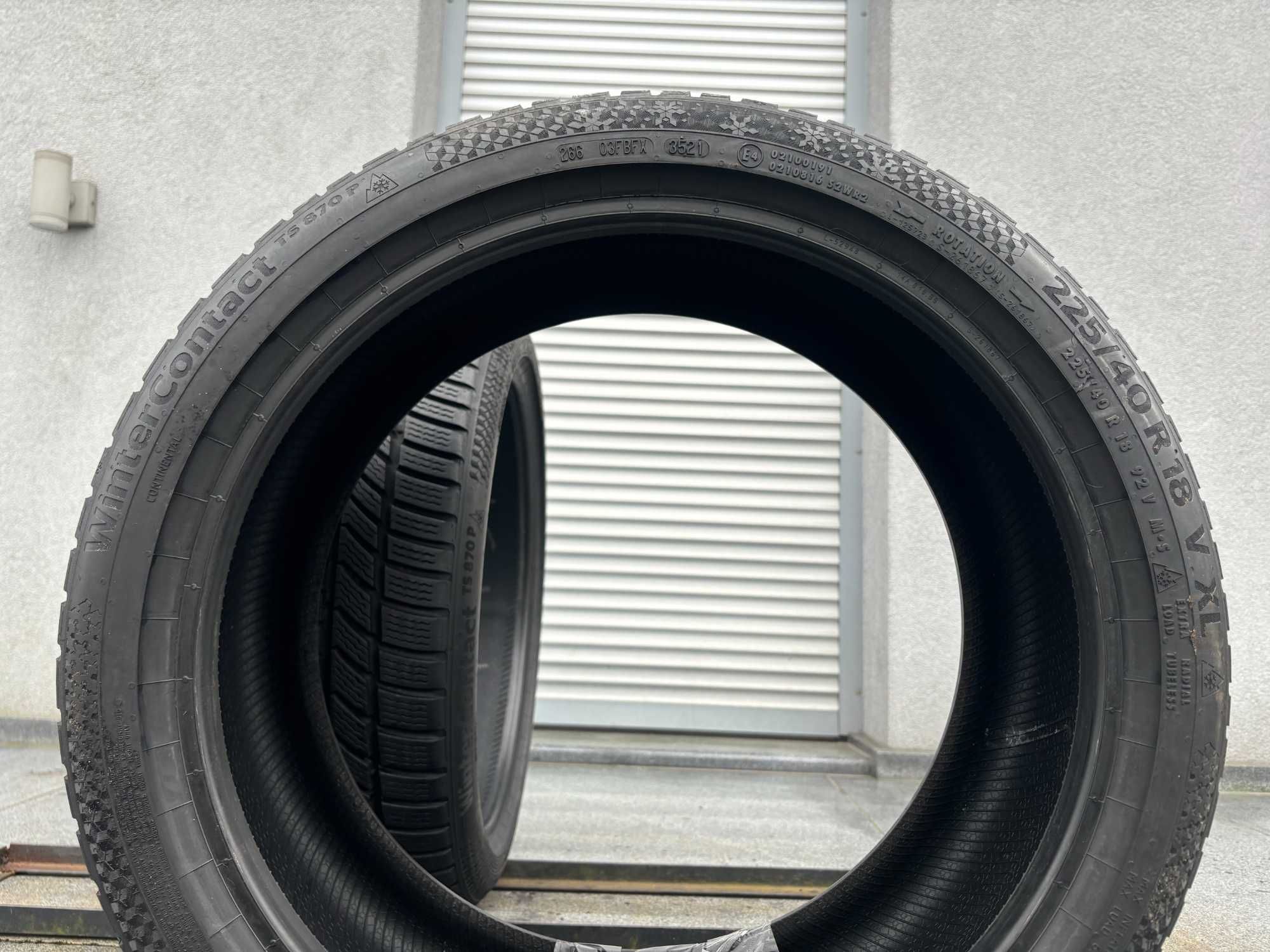 2szt zimowe 225/40R18 Continental 7,5mm 2021r świetny stan! Z4069 gwar