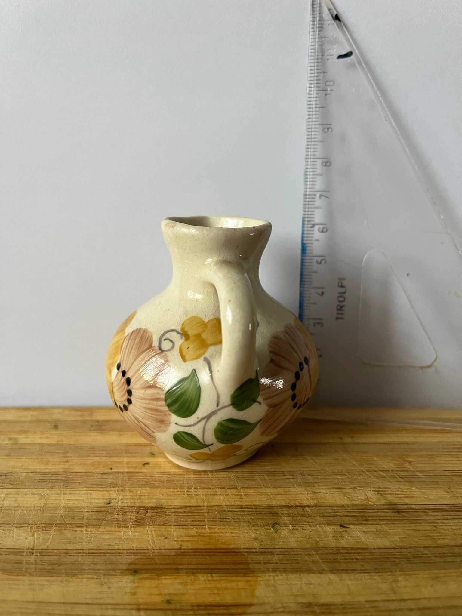 Vintage Dzbanuszek Retro z Decoupage, Unikalny Wazonik Pęknięcia Crash