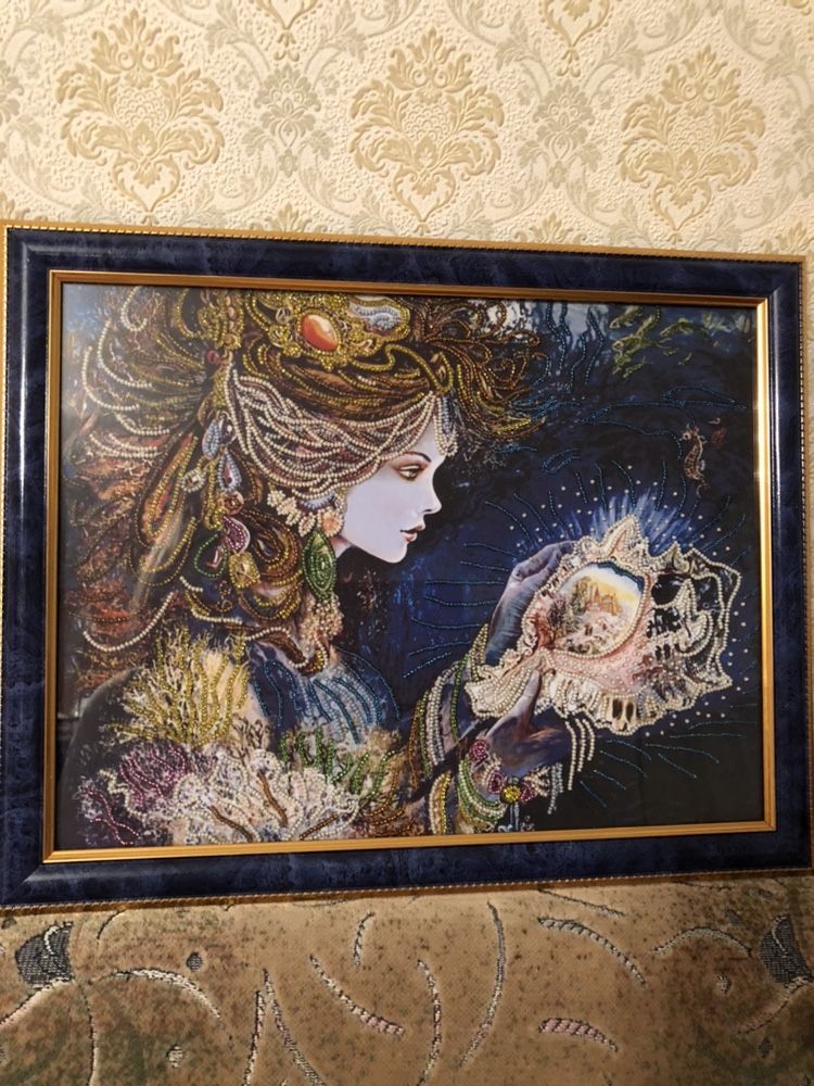 Картина вышивка бисером ручная работа. « Сирень» и « Снежная королева»