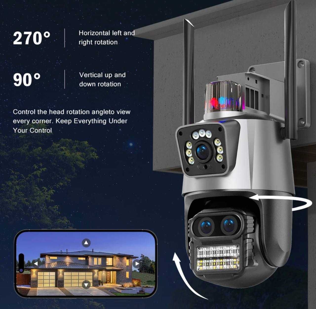 Поворотна камера Anbiux XM55 Wi-Fi 9МП 4K PTZ камера з трьома об'єктив