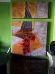 Quadro pintado á mão e em relevo
