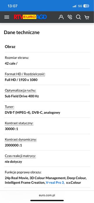 Panasonic Viera, plazma 42 cale