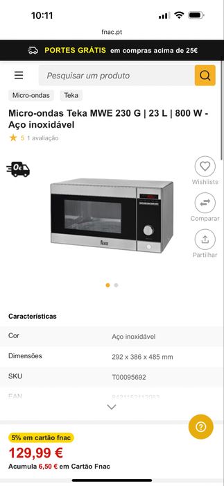 Microondas c/ Grill em inox 23L (MWE 230 G)