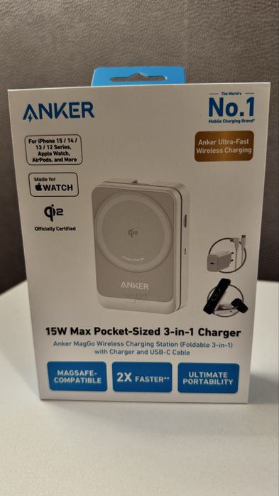 Ładowarka Anker 3w1 Qi2 – iPhone, AirPods, Apple Watch
