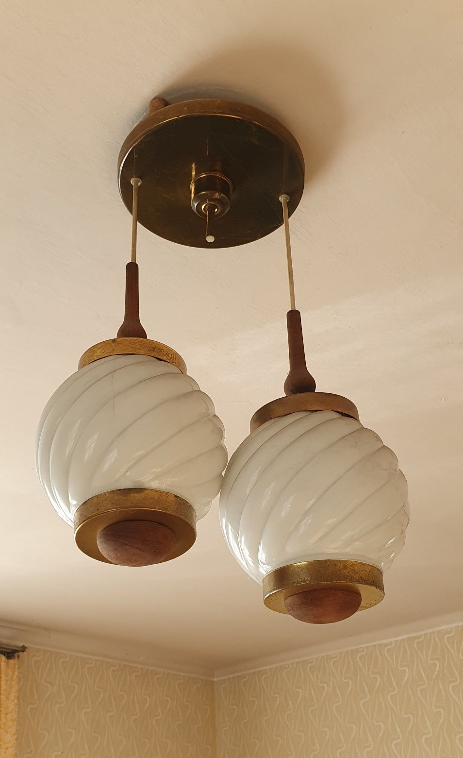 Lampa wisząca PRL podwójna