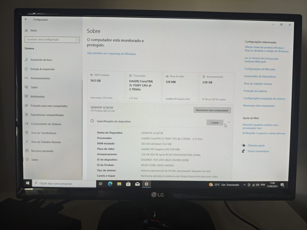 Mini pc HP e Monitor 19 polegadas