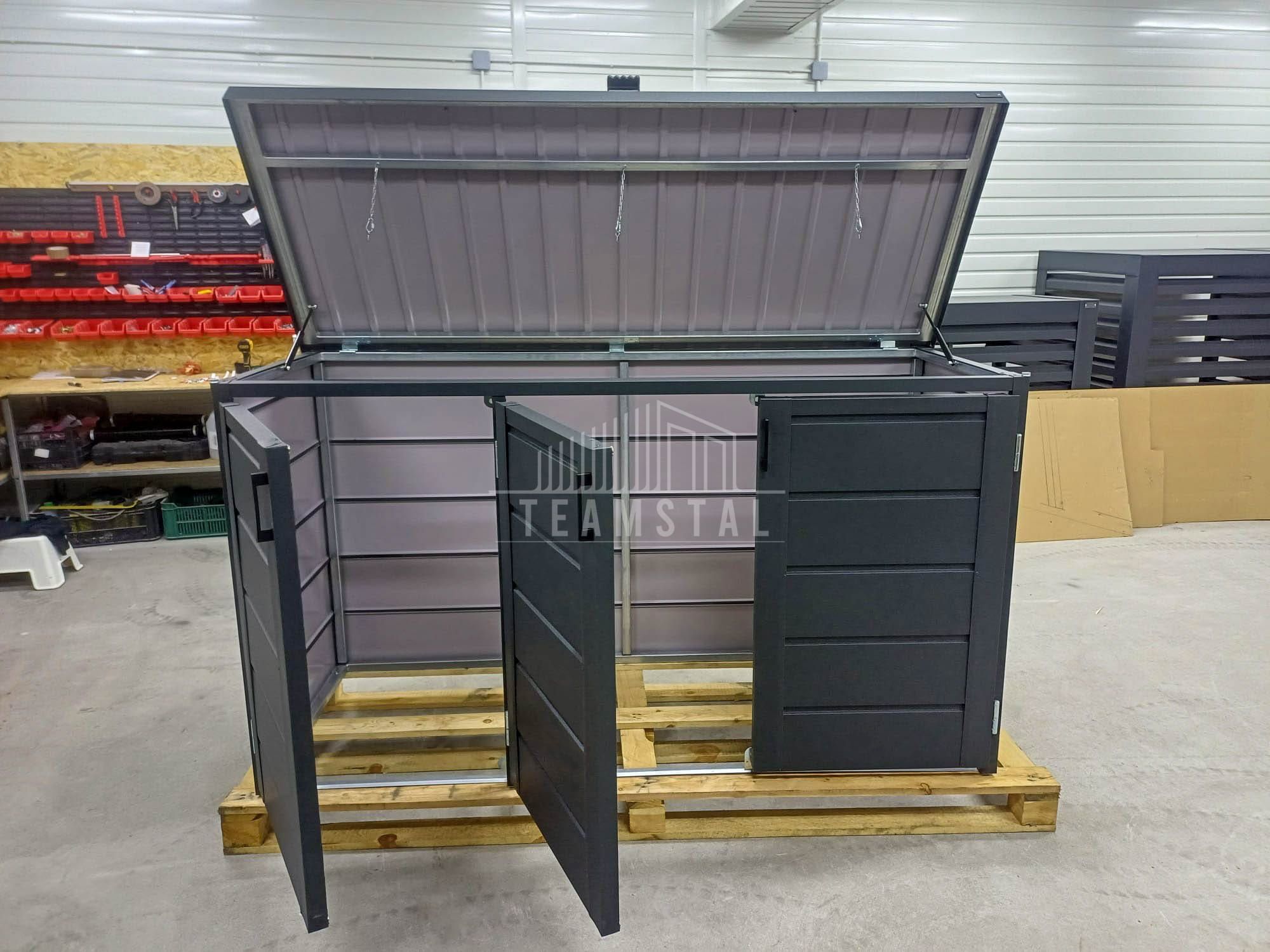 Zabudowa koszy na śmieci wiata obudowa 207x80x120 cm 3x240L TS1015