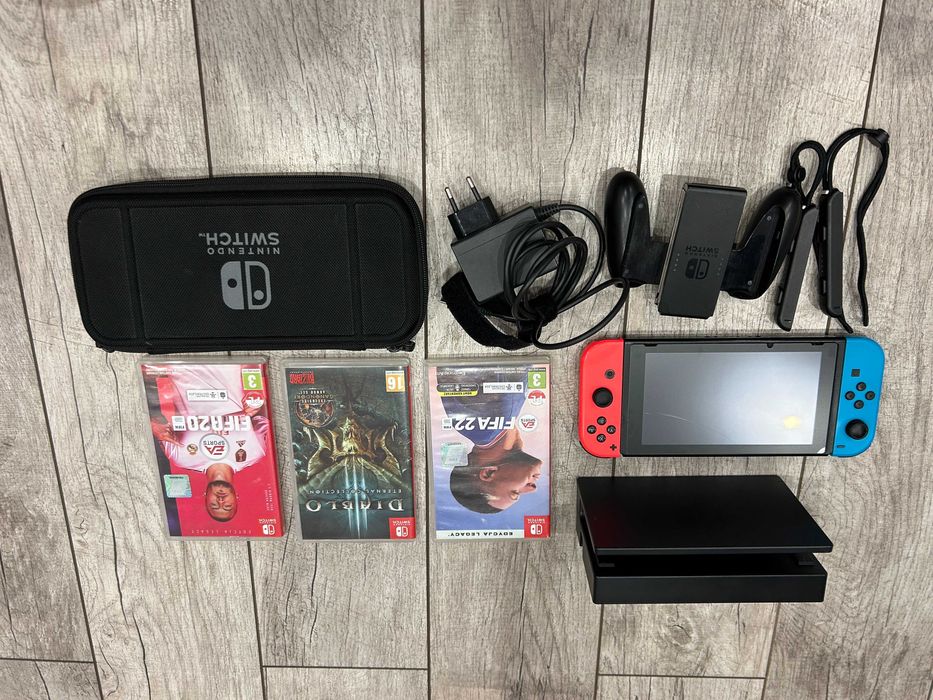 Nintendo Switch Cały zestaw + gry