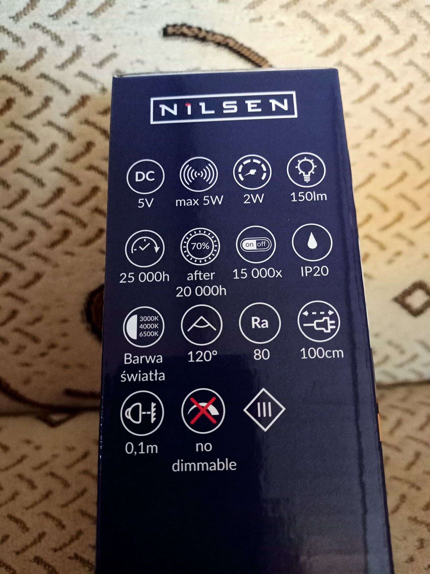 Nowa Lampka LED z ładowarką indukcyjną Nilsen ,ładowarka, dotykowa