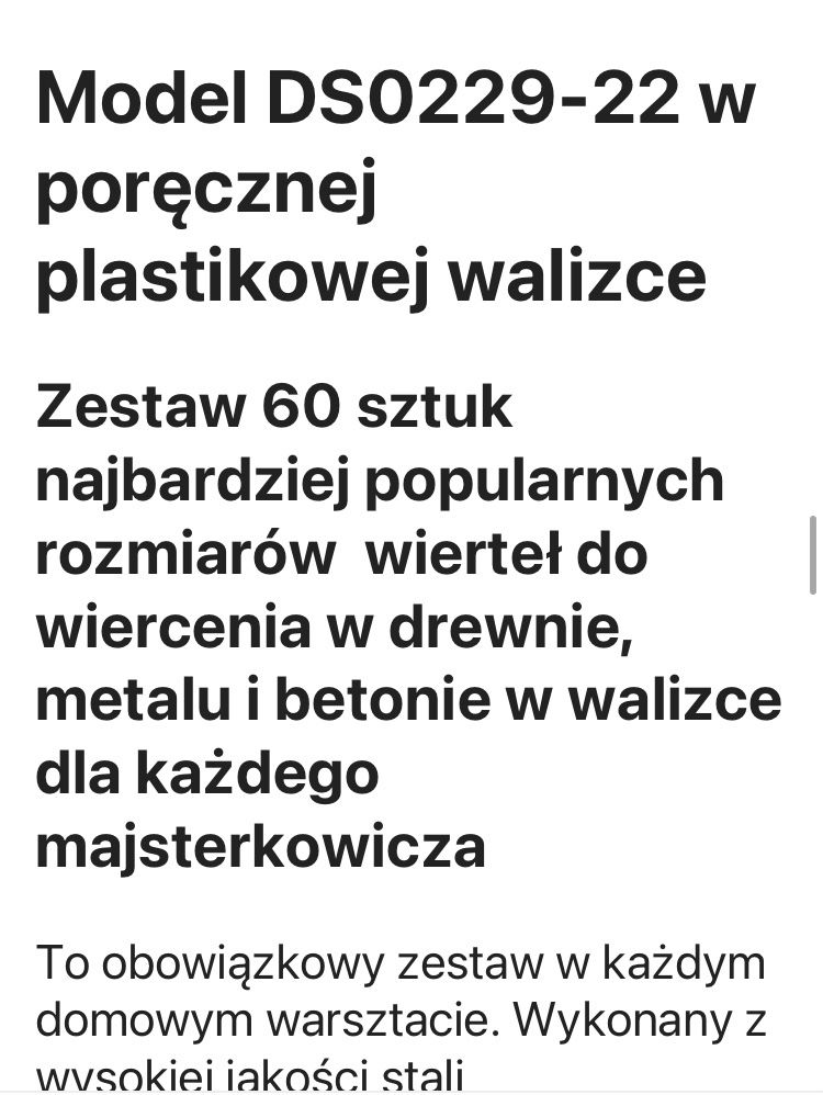 Zestaw wierteł 60 elementôw Niteo