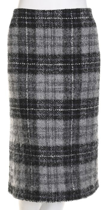 BONITA ciepła szara spódniczka midi w kratkę wełna alpaka r. 46