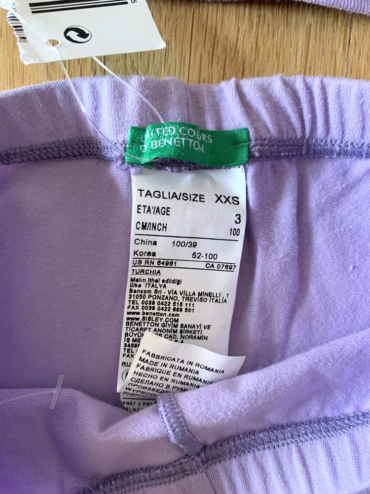 NOWE Benetton bluzka legginsy spodnie piżama dziewczęce 80/86